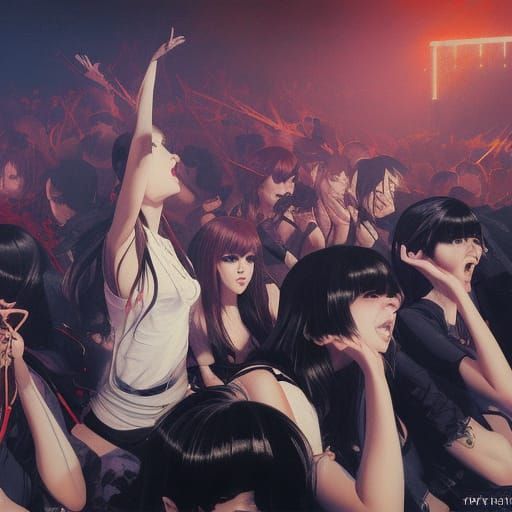Rock Star at Epic Concert: Anime-Inspired Digital Art