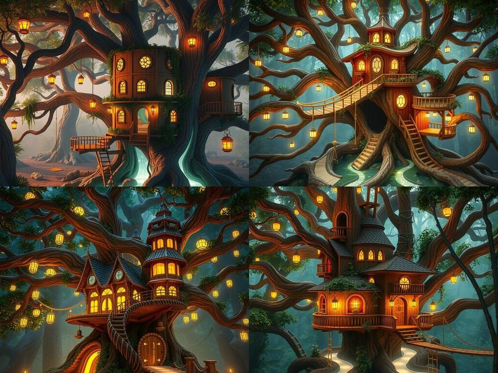 Whimsical Treehouse Hidden Among Ancient Branches