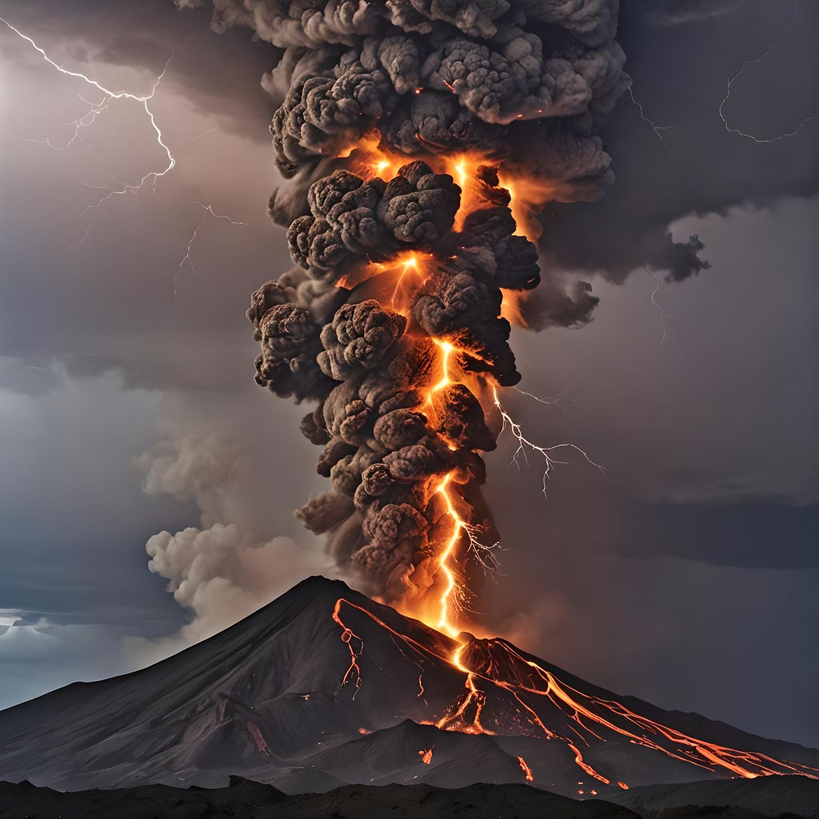 Volcanic Eruption with Lightning and Firestorm