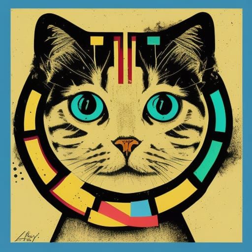 Cool Cat in Pop Art Screen Print Style