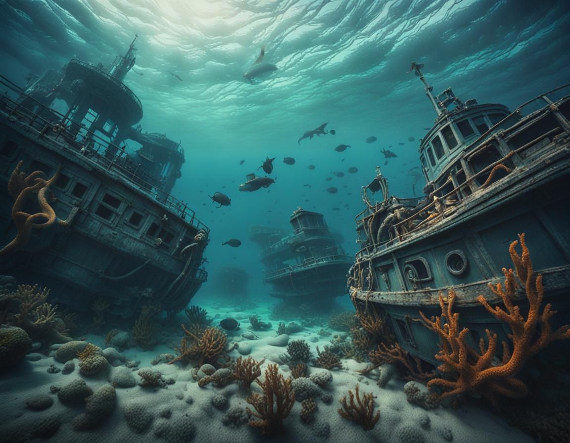 Sunken Vessels: Ocean Floor Cinematic Still