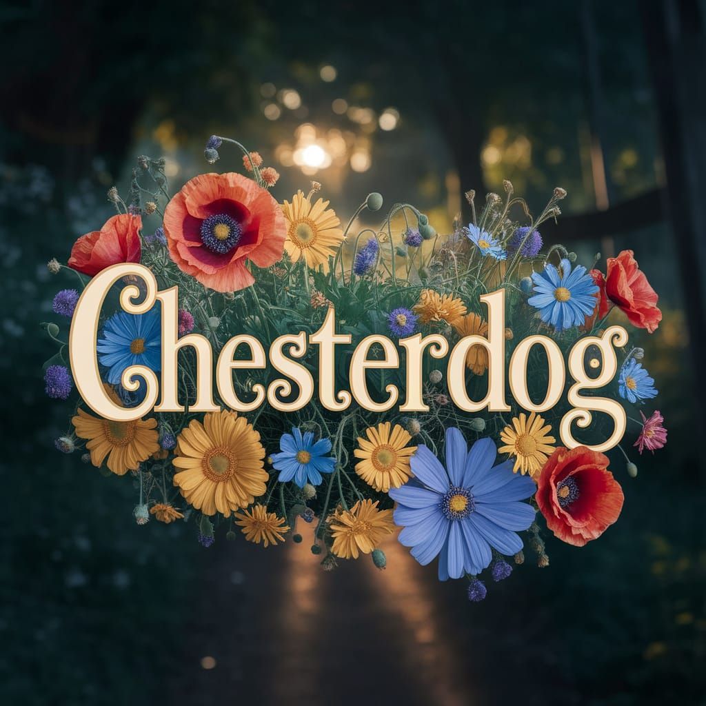 Whimsical 'Chesterdog' Name Art in Wonderland Garden