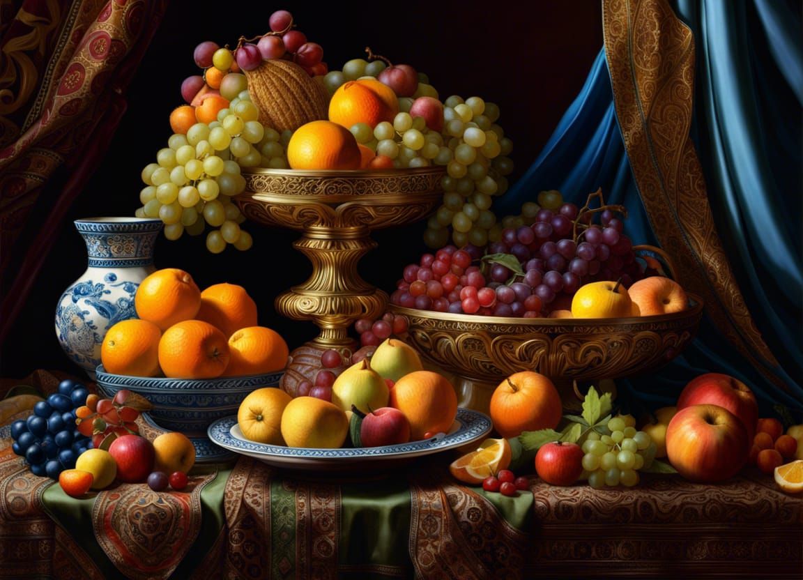 Cornucopia Still-Life in Maximalist Style