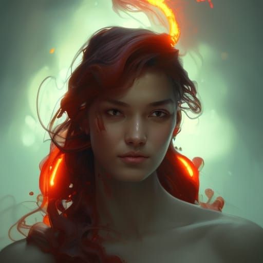 Fiery Lava Portrait in Hyperdetailed Style