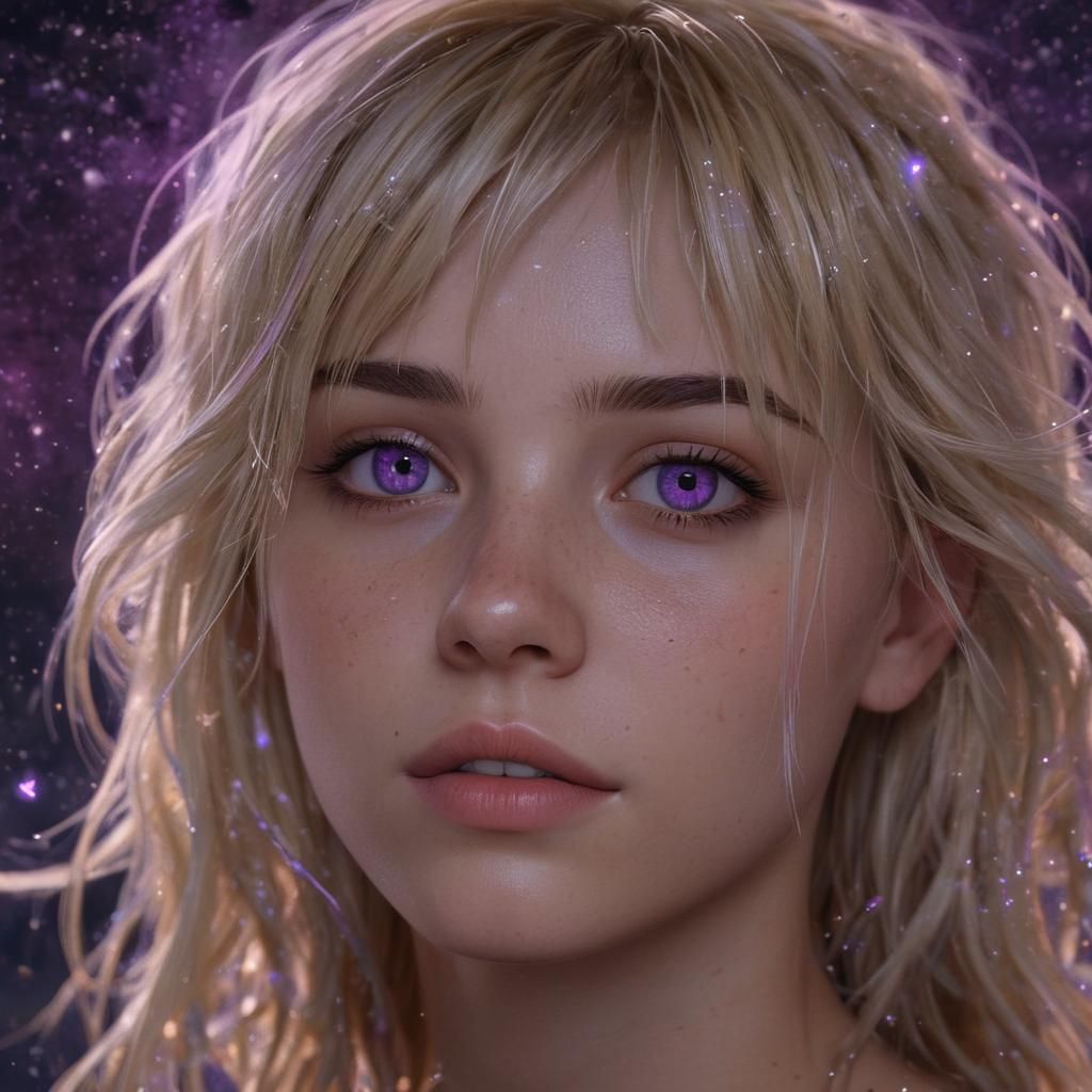 Night Sky and Girl in Dreamy Fantasy Art