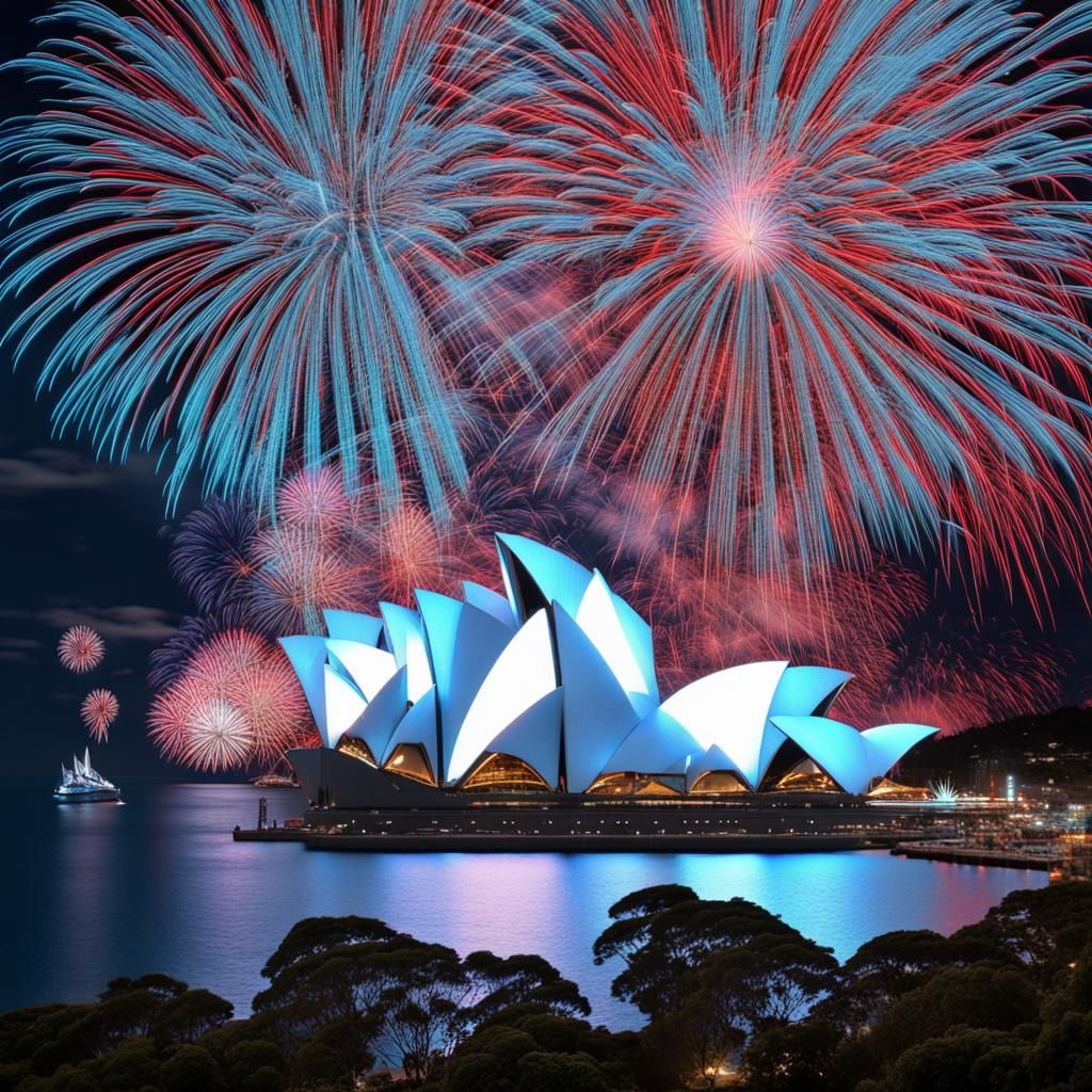 Sydney Fireworks Display in Anaglyph 3D