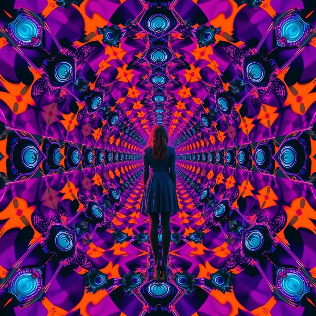Kaleidoscopic Dreamscapes in Vibrant Purple and Orange