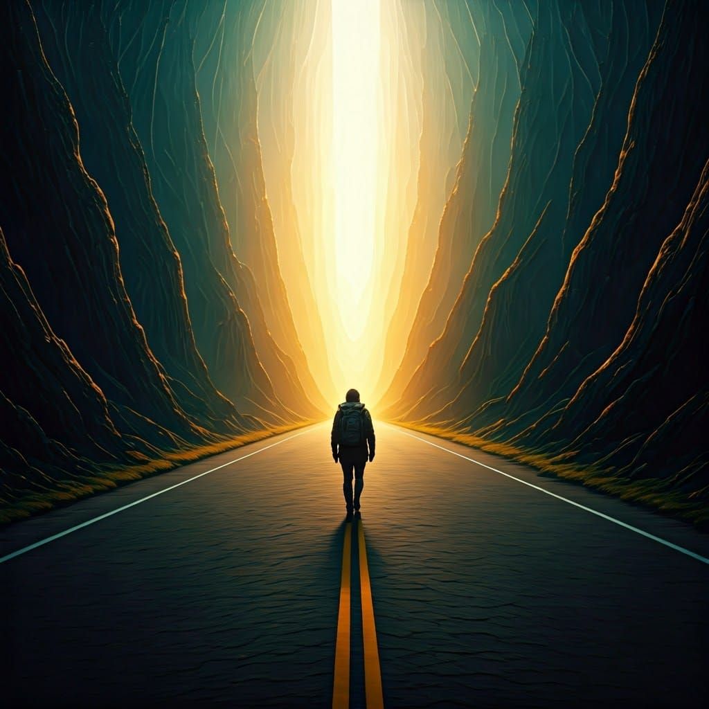 Ethereal Road to Infinity, Glowing with Hope in a Fantastica...