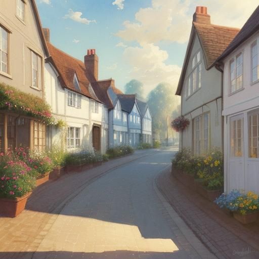 Charming English Shop in Watercolor Style