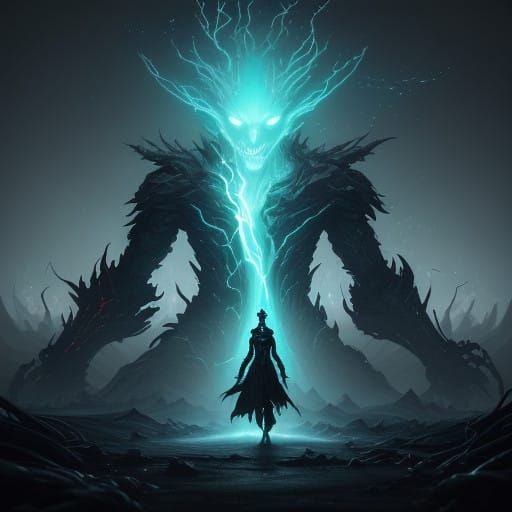 Ethereal Entity of Neon and Shadow