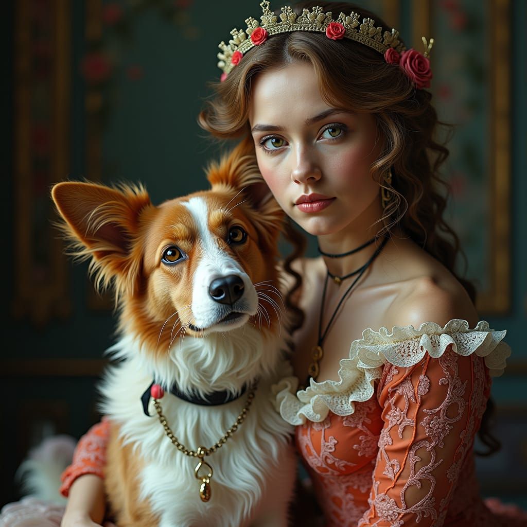 Wendy Darling and Nina the dog, from Peter Pan, head and sho...