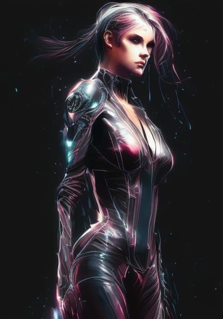 Anime Cyberpunk Woman Portrait in Digital Illustration