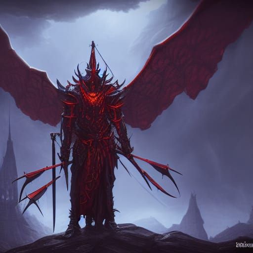 Demonic Knight in Detailed Matte Painting Style