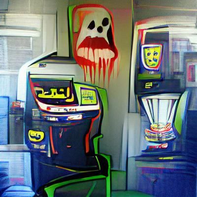 Haunted Arcade Machine in Pop Art Style