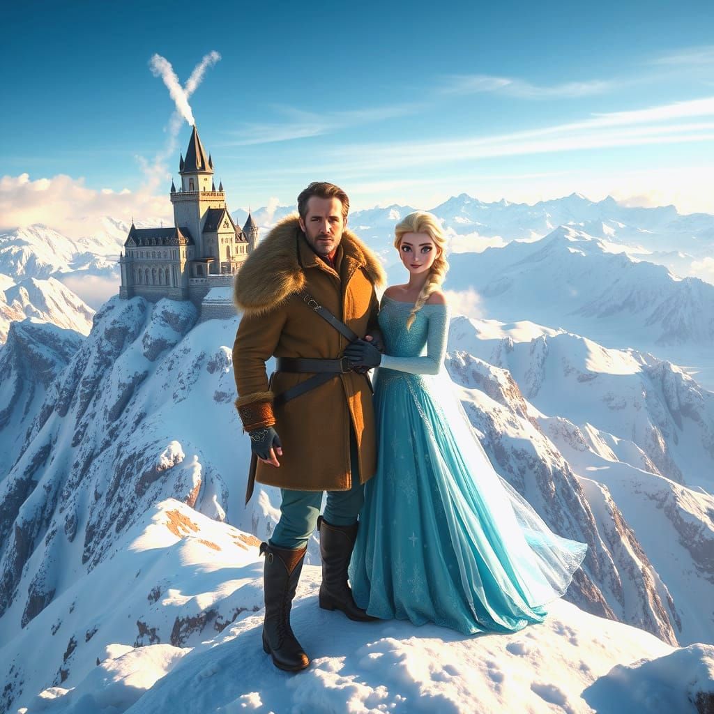 Winter Kingdom Castle atop Mount Everest: Fantasy Concept Ar...