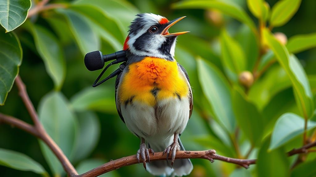 Zebra Finch Singer with Backpack: Photorealistic Wildlife