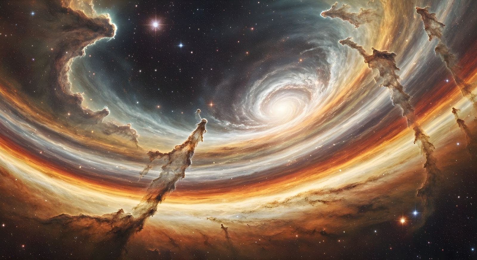 Supermassive Nebula Birthplace in Neo-Impressionist Style