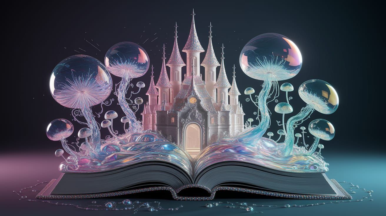 Magical Liquid Kingdom from Glass Book in Dramatic Lighting