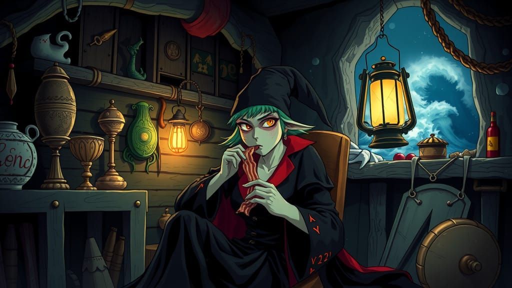 Wicked Witch in Underground Shack Devours Bacon Amidst Tsuna...