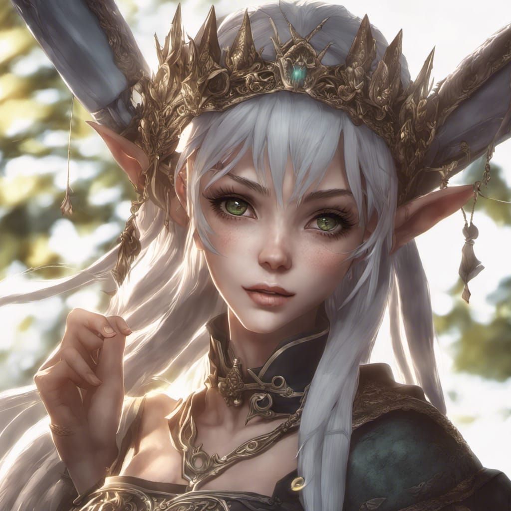 Anime Half-Elf Female with Intricate Details