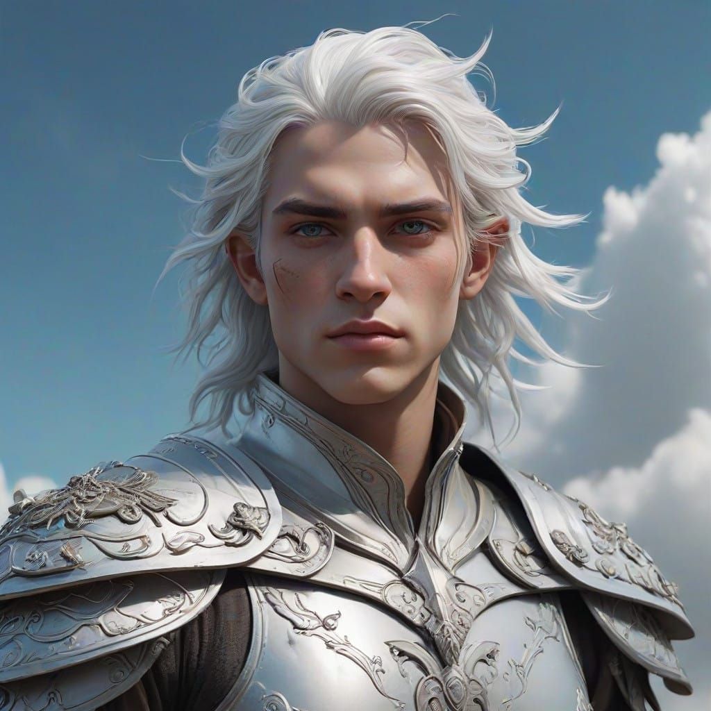 Ethereal Elf Warrior in Glowing White Armor