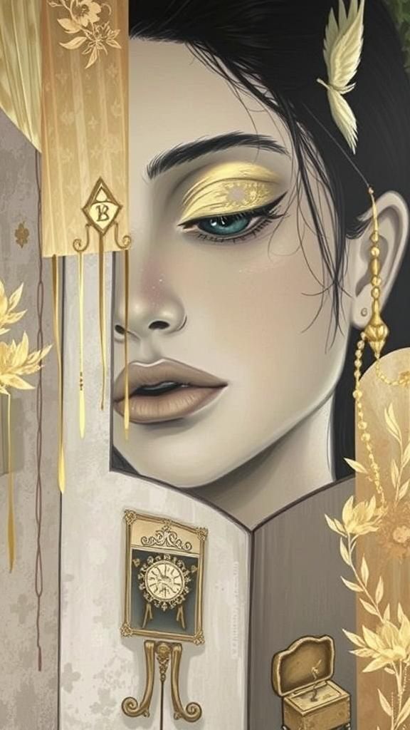 Contemplative Girl in Dreamy Landscape, Digital Art