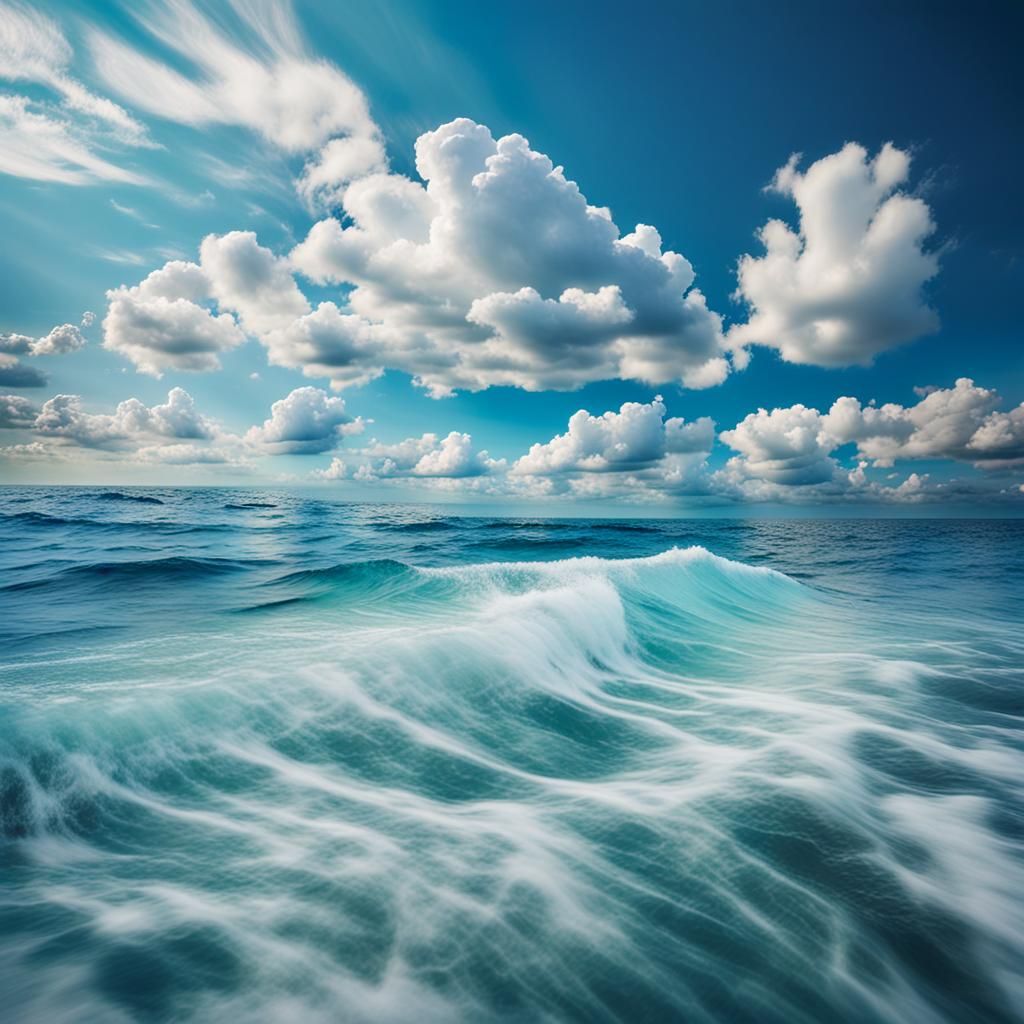 Calm Blue Sea Meets the Horizon