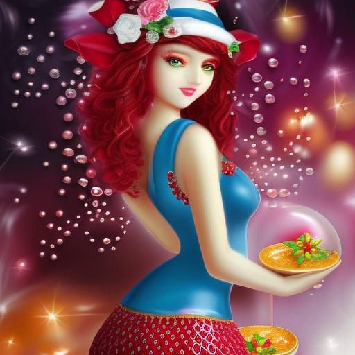 Strawberry Goddess with Realistic Face