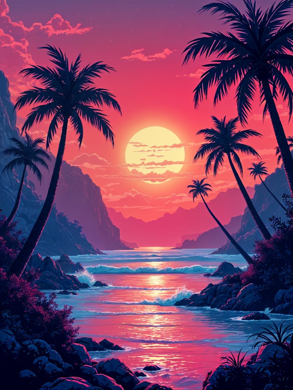 Synthwave Pop Art Poster for Summer Festival