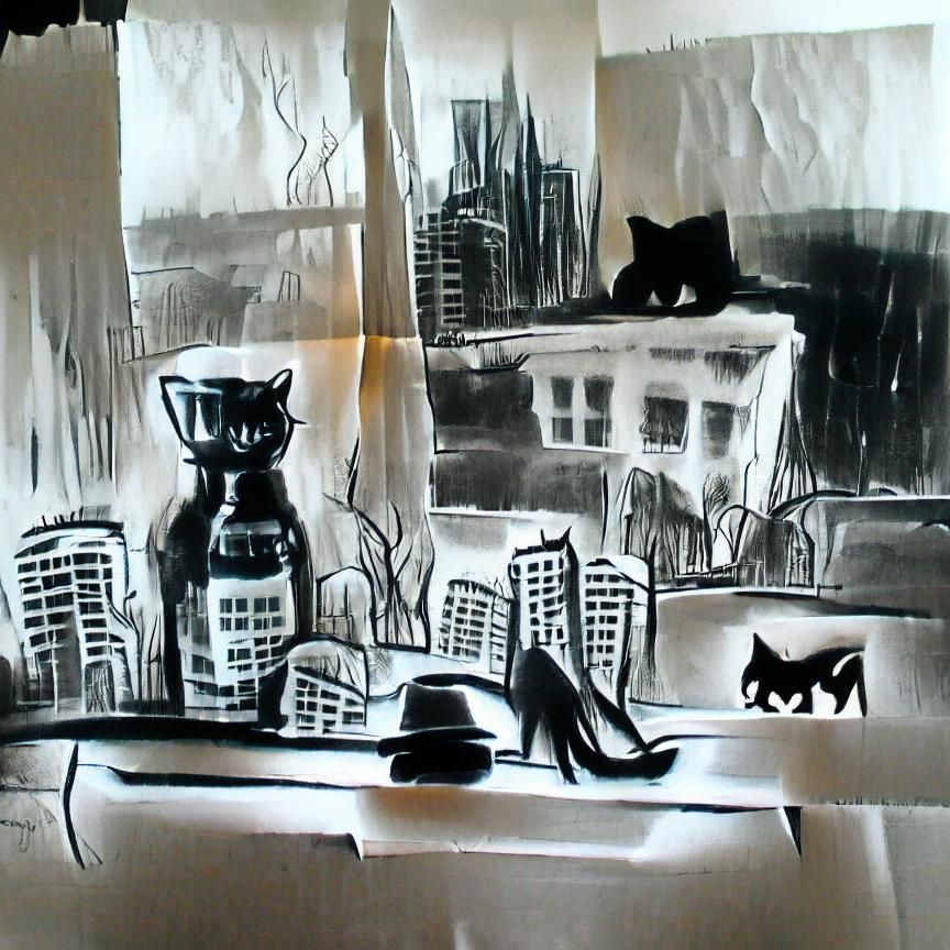 Black Cat Contemplates the World from Windowsill