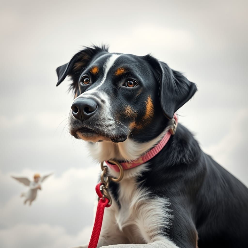 Serene Mixed-Breed Dog in Heavenly Paradise