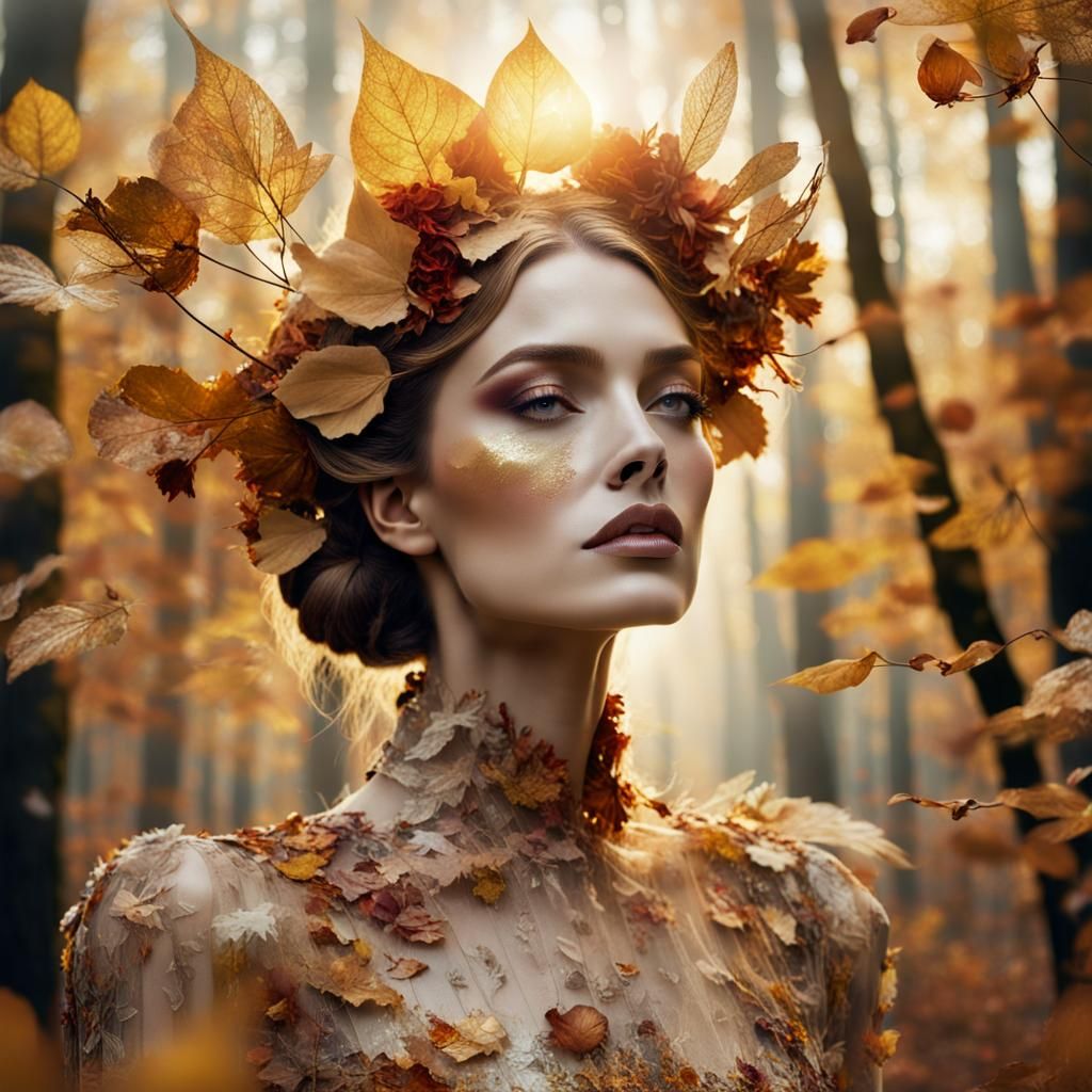 Autumn Fairy in Enchanted Forest: Vogue Fashion Editorial