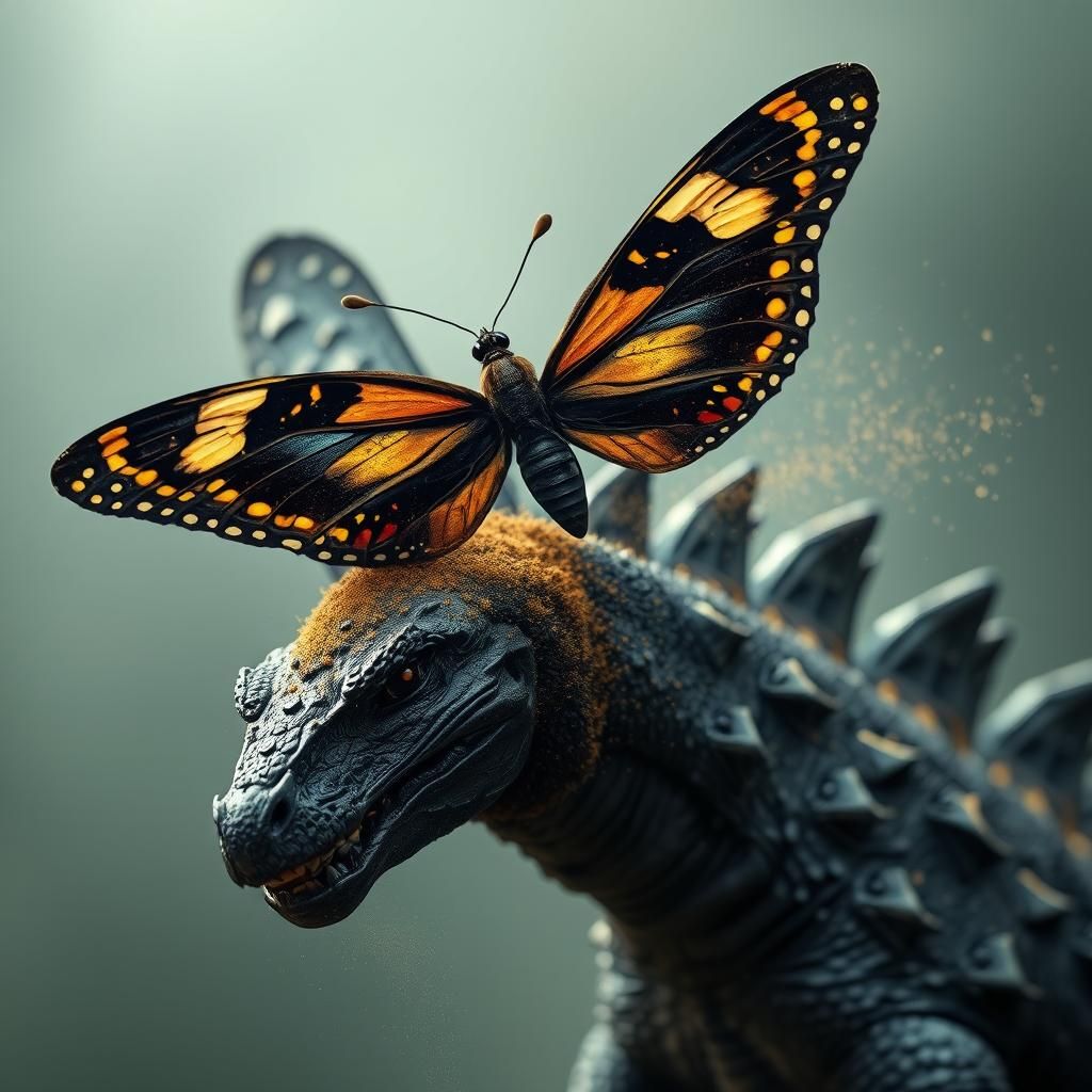 Butterfly with Onyx Wings Dusting Godzilla