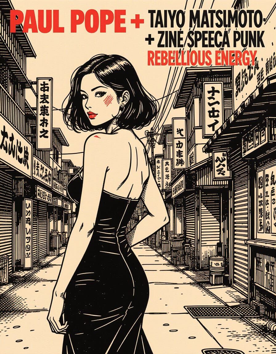 Geometric Punk: Woman Posing with Geometric Wall Art