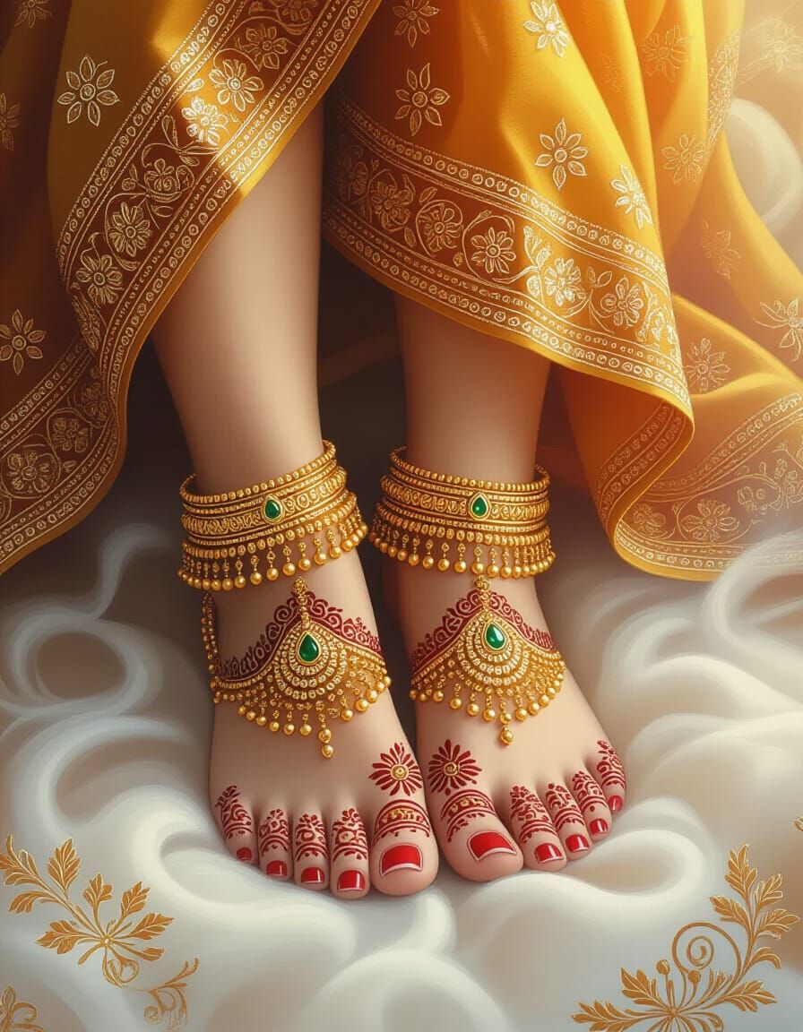 Henna-Painted Feet in Ethereal, Dreamy Setting