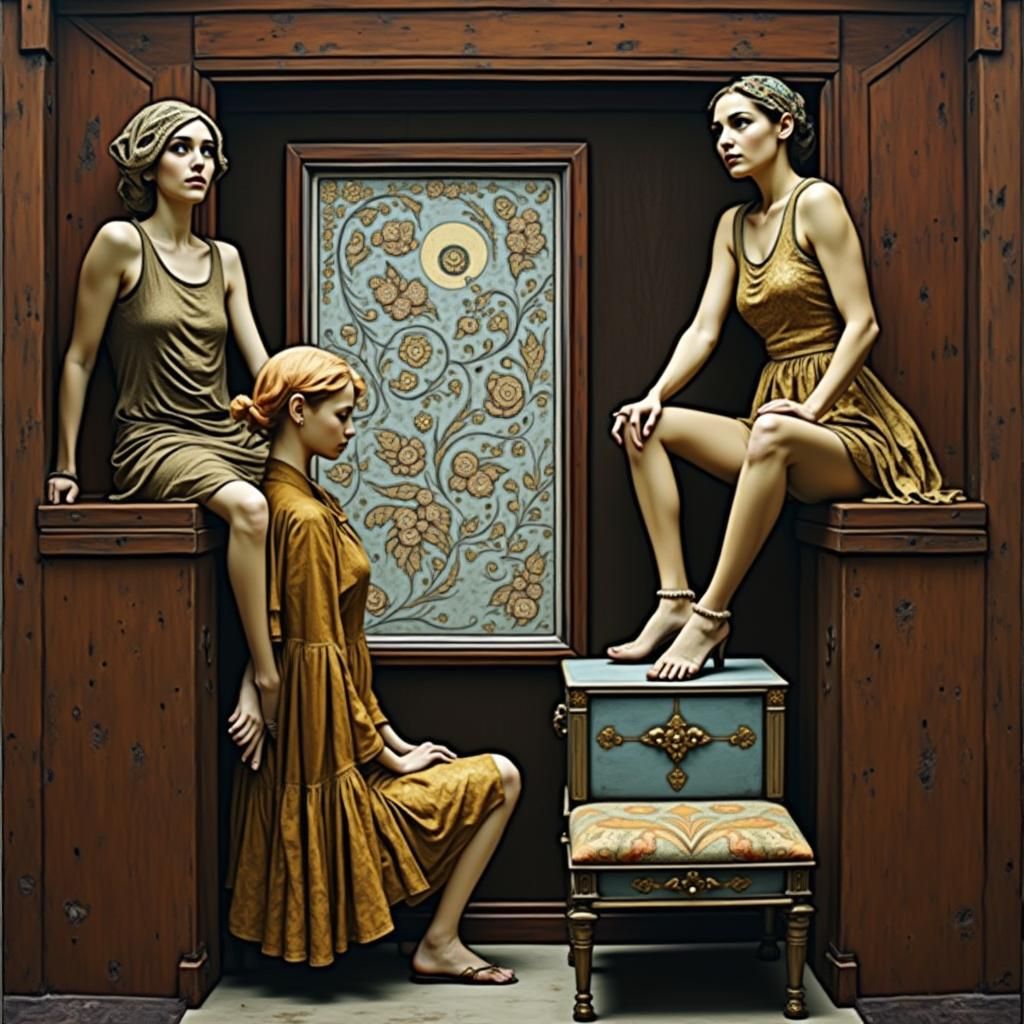 Ornate Etching in Gold and Copper