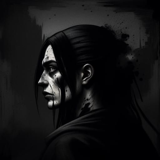 Dramatic Expressionist Portrait with Charcoal Texture