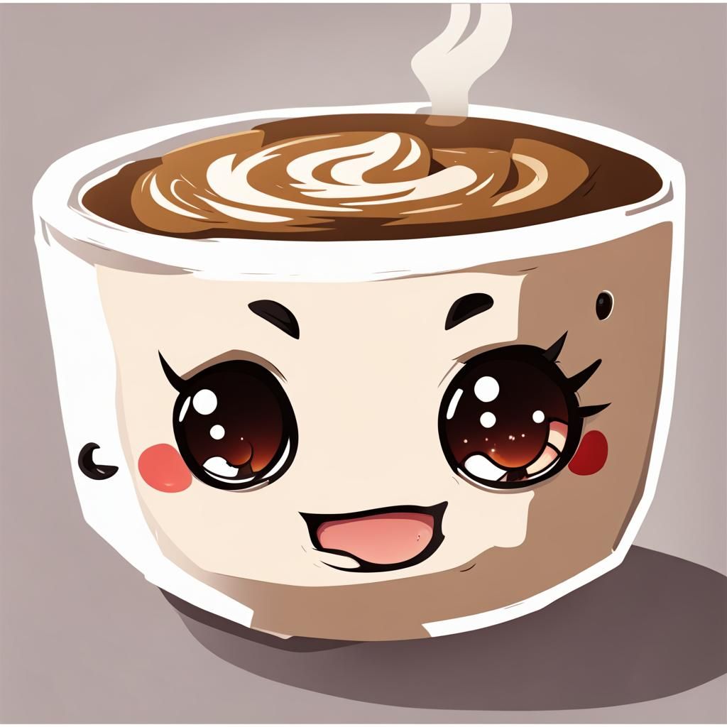 Chibi Character Enjoying Coffee