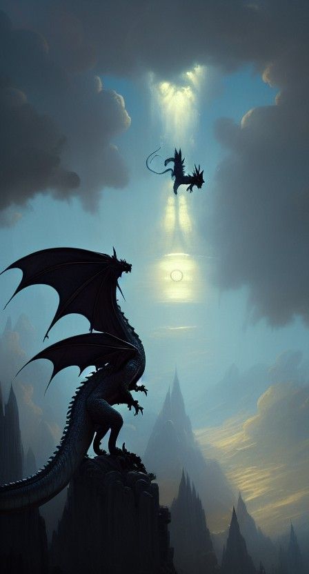 Epic Dragon Soaring in a Dark Fantasy Sky