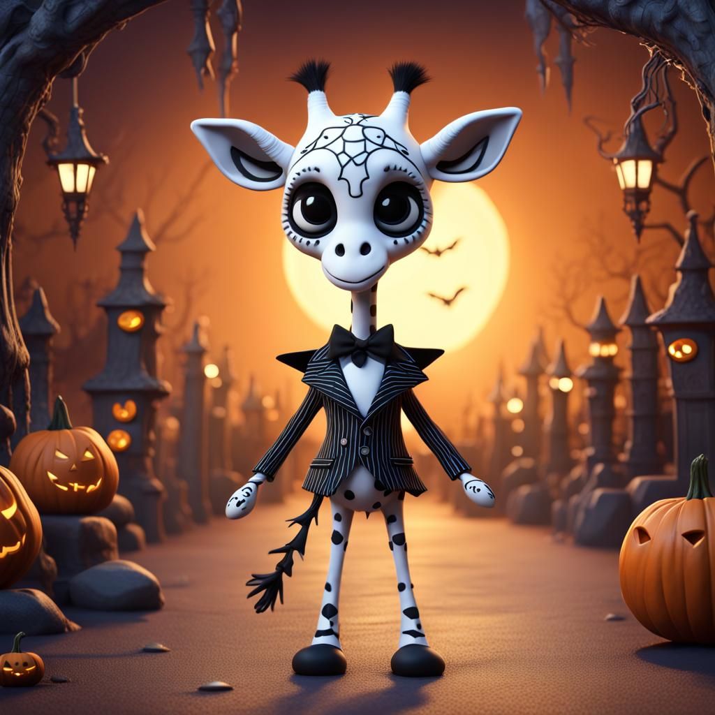 Giraffe as Jack Skellington in Burton Style