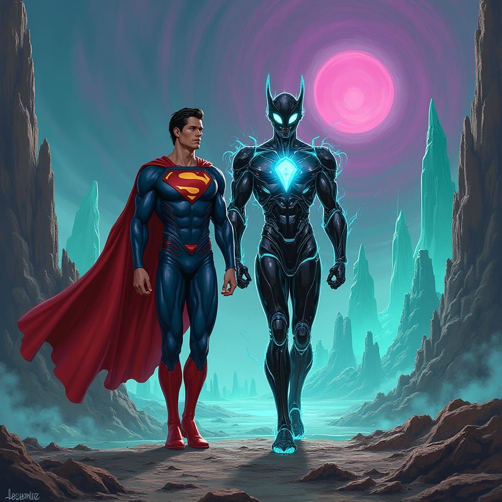 Superman and Mazinger Z Unite on a Futuristic Alien World