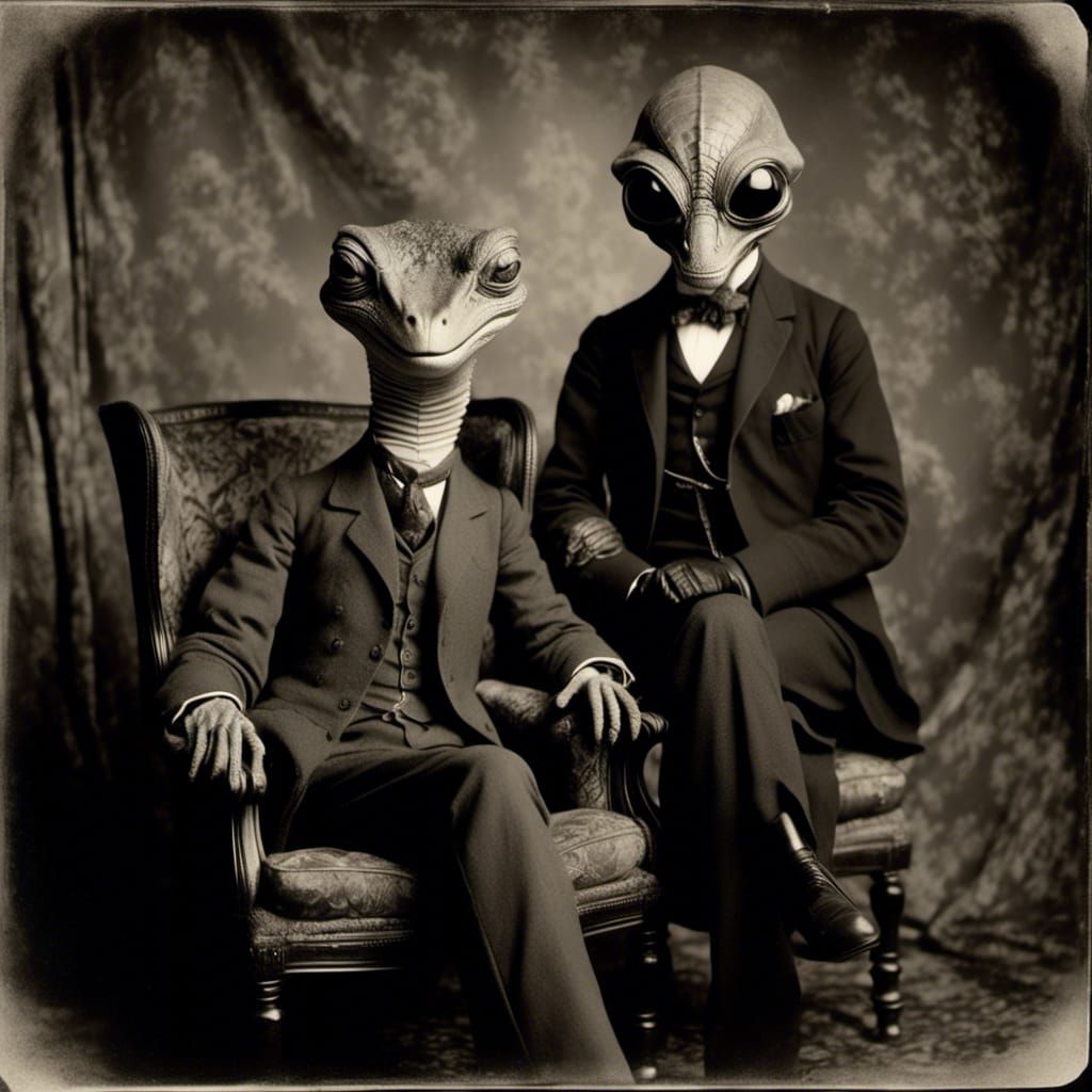 Victorian Aliens in Daguerreotype Style