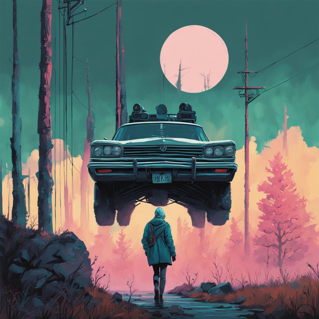 Digital Portrait of a Young Woman in Vibrant Colors and Ethe...