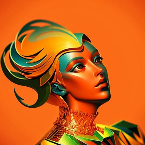 Abstract Digital Vector Art in Synthwave Style