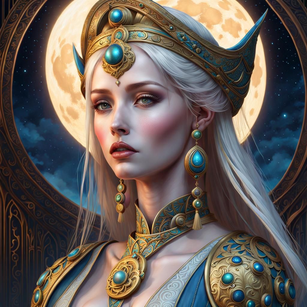 Alien Priestess Portrait in Gothic Art Style