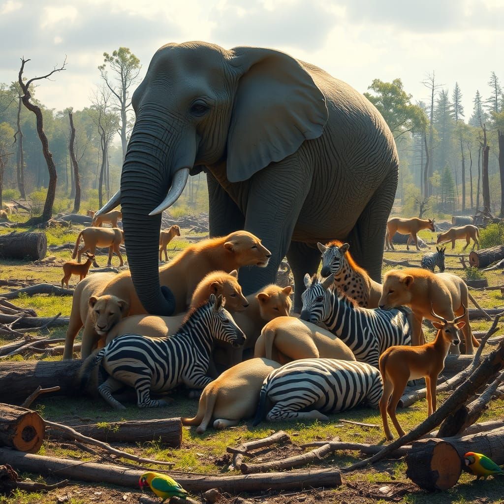 Forest Animals Weep Over Deforestation in Exquisite Detail