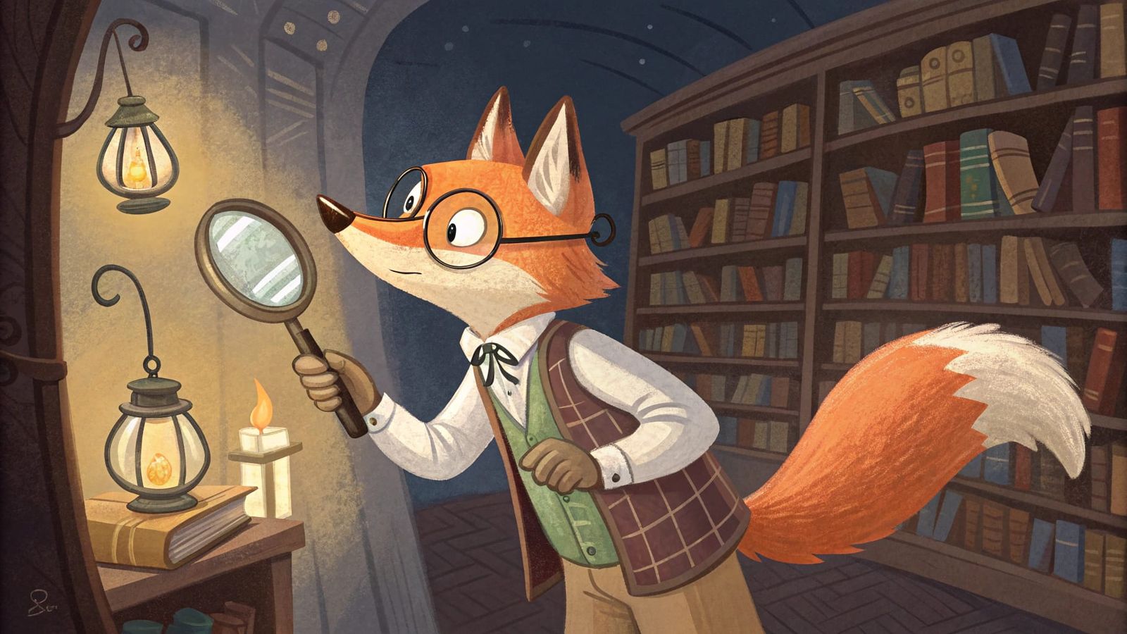 Fox Detective in a Magical Library
