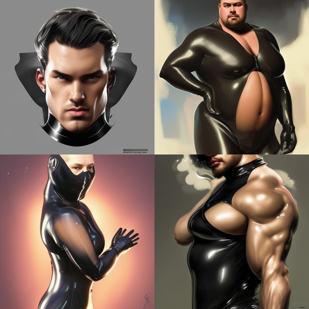 Buff Man in Latex Catsuit: Detailed Portrait