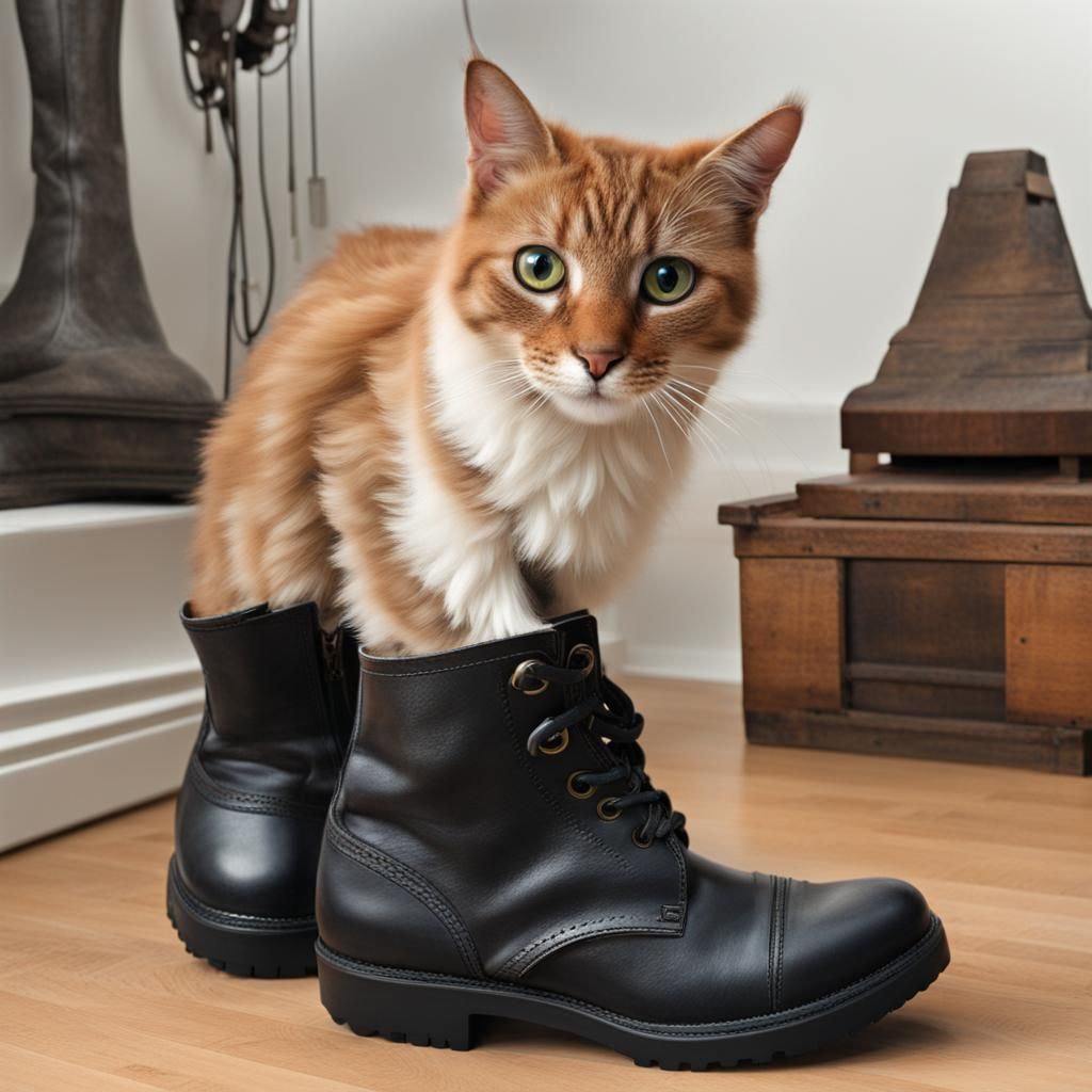 AI Cat in Boots Digital Art