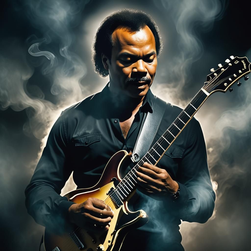 Surreal Portrait of Musician in Smoky Dreamscape